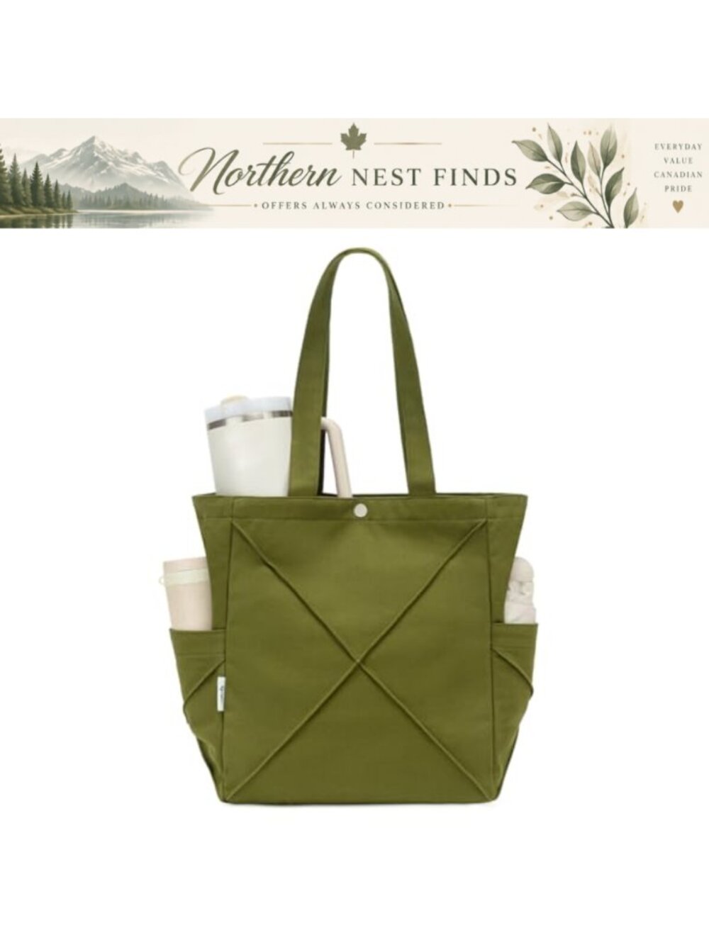 Large Canvas Tote Bag for Women Shoulder Handbag with Pockets